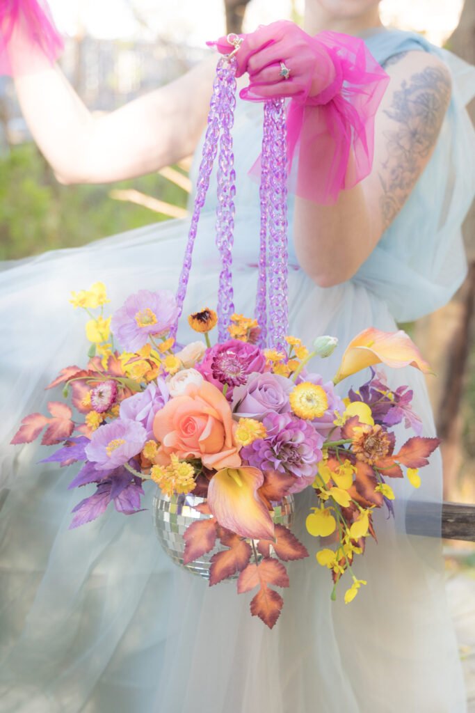 Custom bridal bouquet with a retro fun twist
